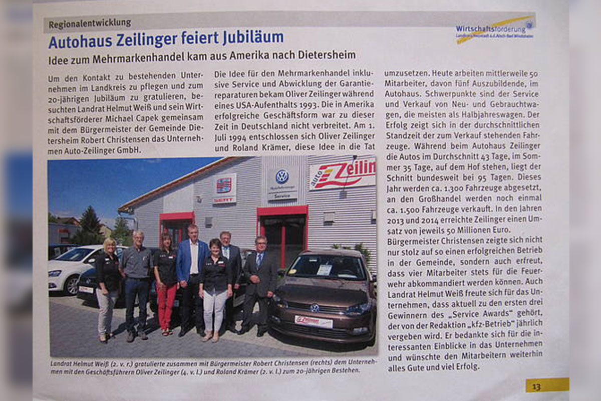 Zeitungsbericht über den Landrat zu Besuch bei Auto Zeilinger GmbH - 3